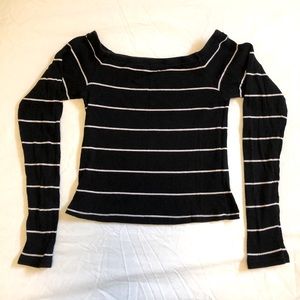 Striped Boatneck Crop Top
